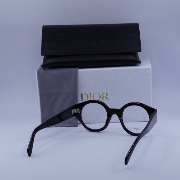 Celine CL50123I 001 Eyeglasses Shiny Black 48mm Round Frame - Picture 9 of 9